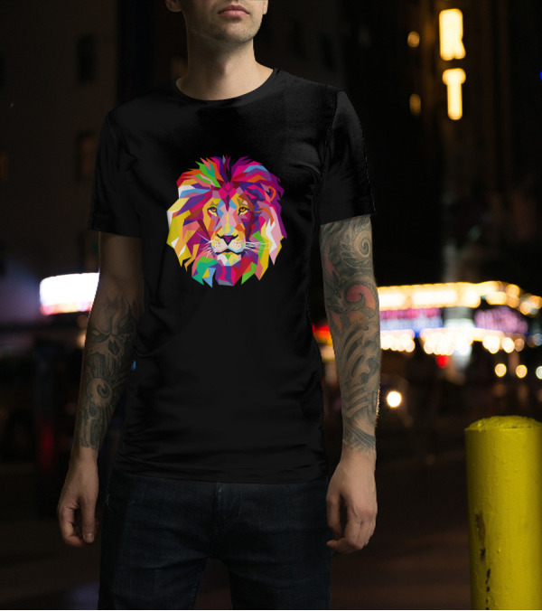 Elegant Bright Colorful Cool Lion Head T-Shirt