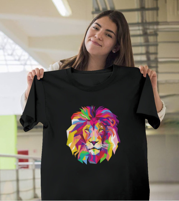 Elegant Bright Colorful Cool Lion Head T-Shirt