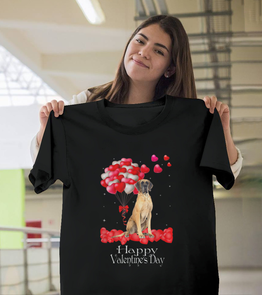 Great Dane Heart Balloons Happy Valentines Day Dog Dad Dog T-Shirt