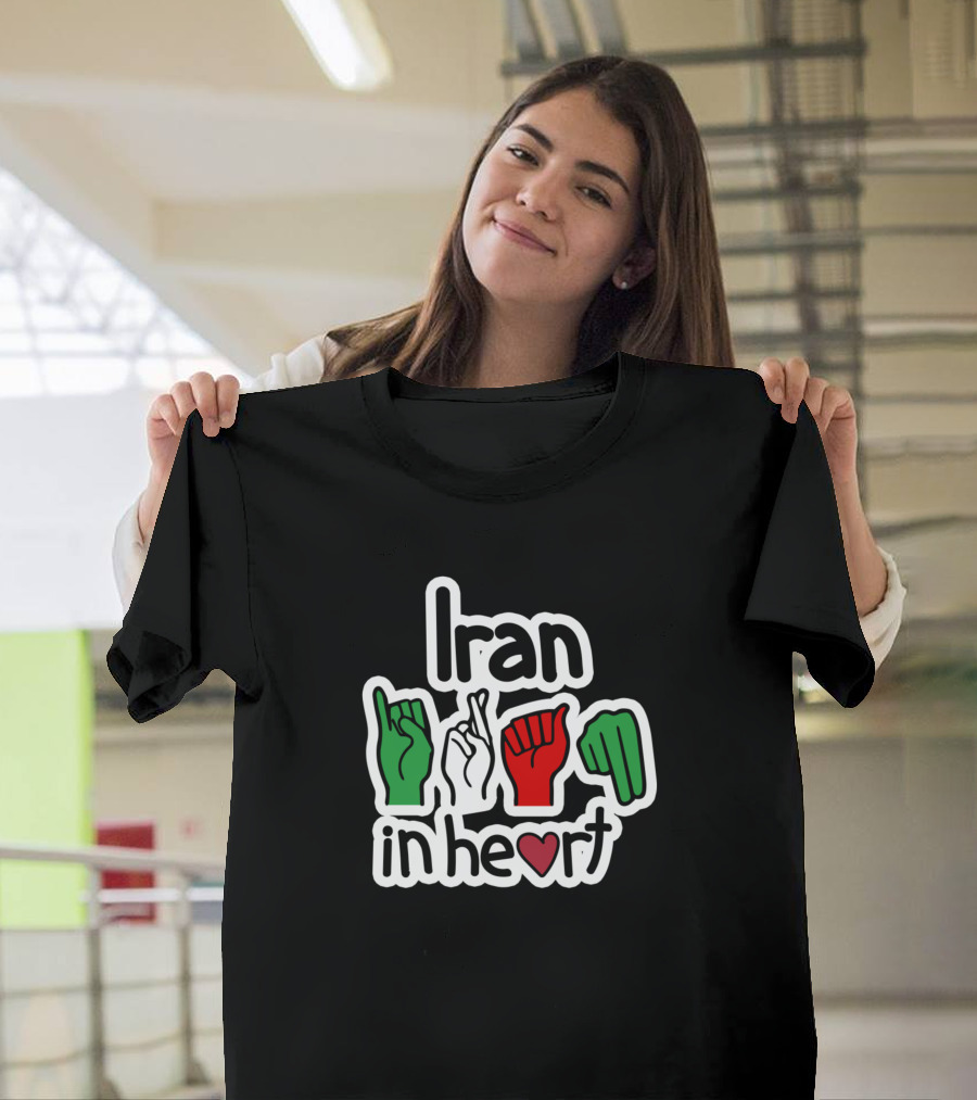 Iran in Heart Love Flag Color ASL American Sign Language T-Shirt