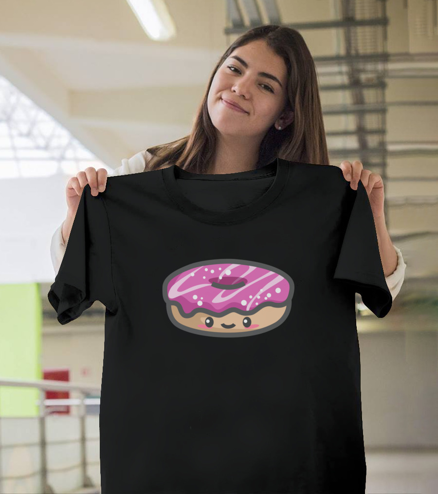 Sweet Donut Pink Frosted Cute Face T-Shirt