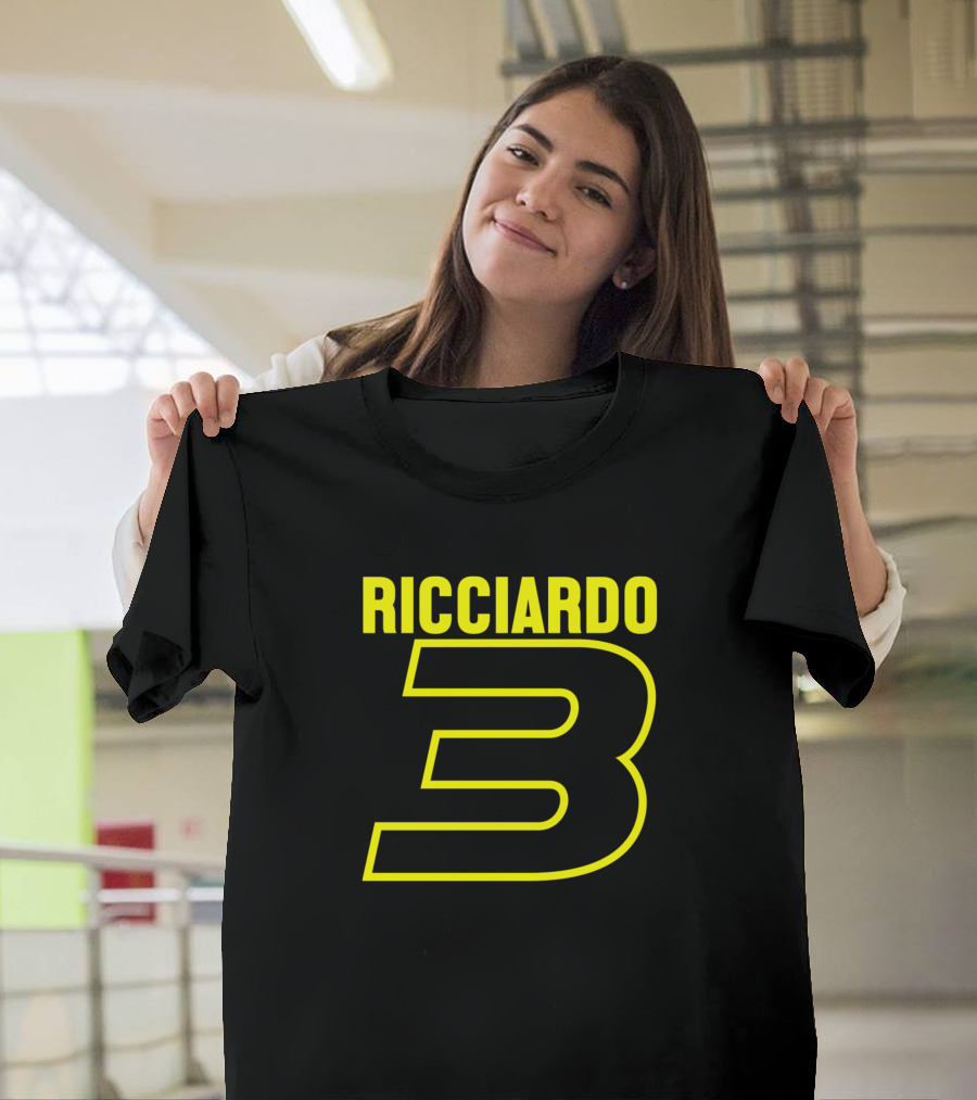 Ricciardo Number 3 Racing Bold Yellow T-Shirt