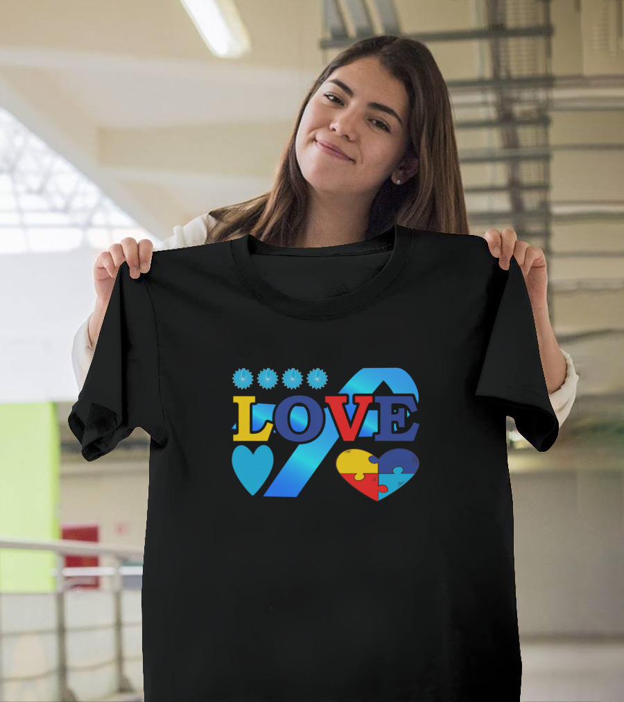 LOVE Autism Awareness Ribbon Puzzle Heart T-Shirt