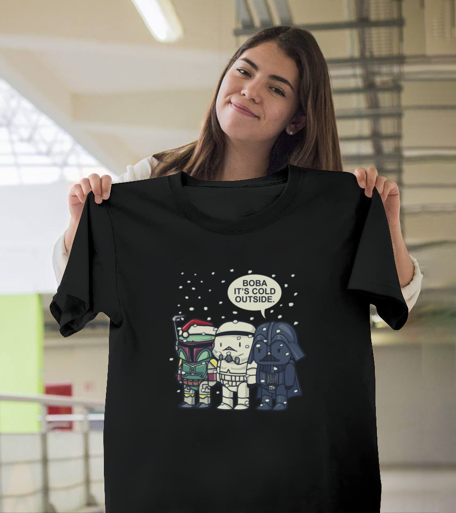 Boba It's Cold Outside Winter Christmas Star Wars Characters T-Shirt