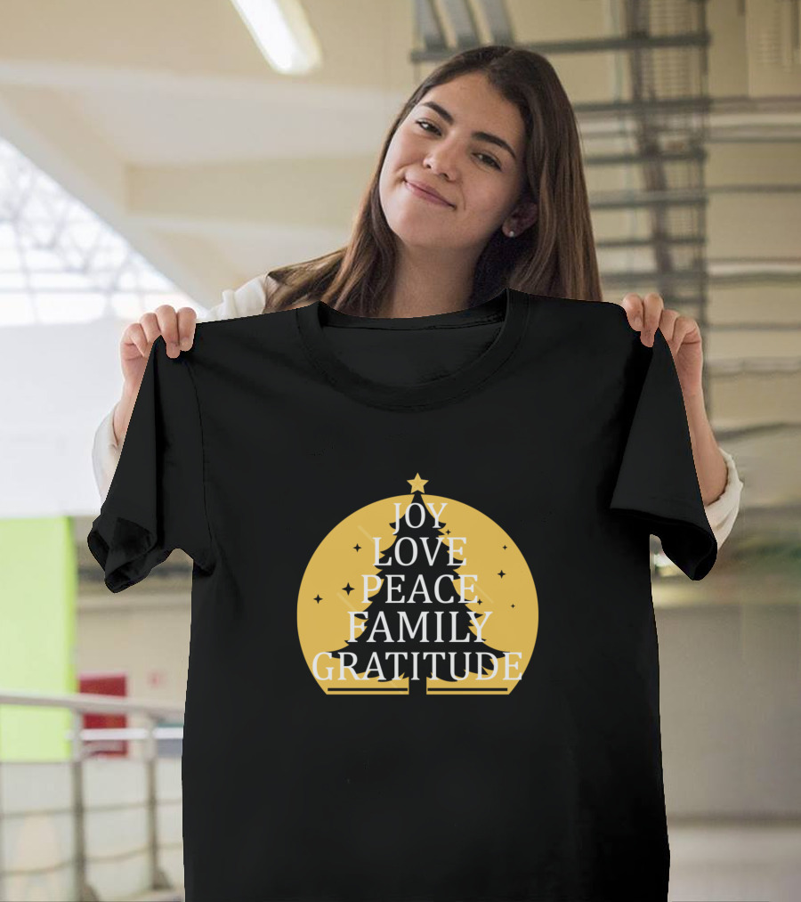 Joy Love Peace Family Gratitude Tree Circle T-Shirt