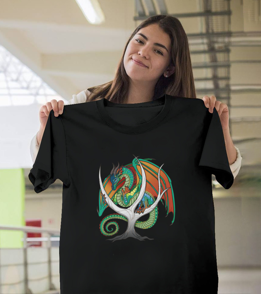 Glory The Rainwing Colorful Serpent Dragon in Tree T-Shirt