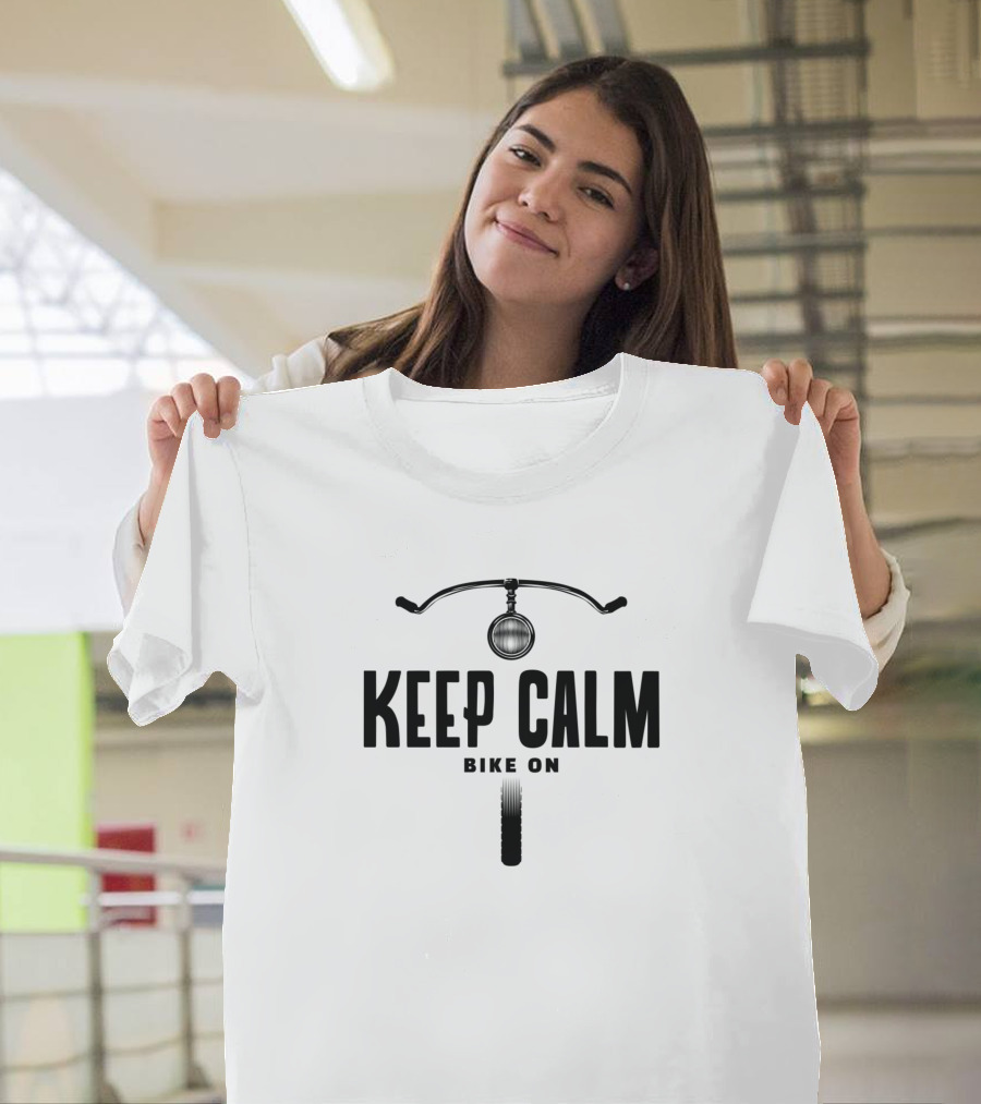 Keep Calm Bike On Handlebar and Headlight Motif T-Shirt