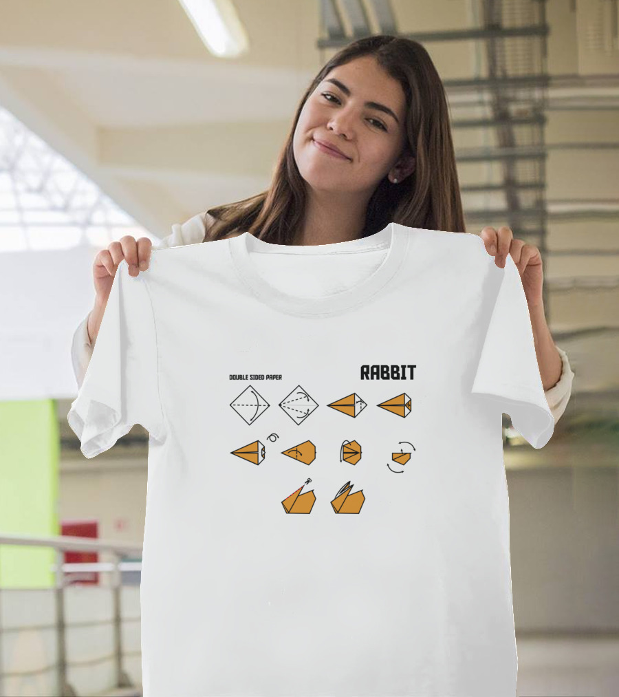 Double Sided Paper Origami Rabbit Instructions T-Shirt