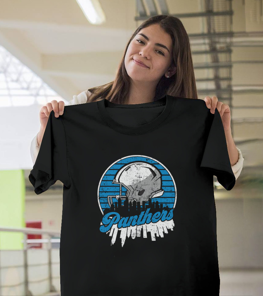 Panthers Football Skyline Helmet T-Shirt