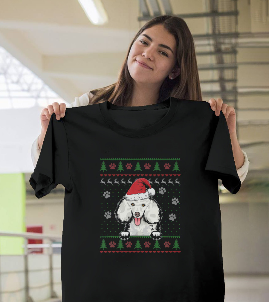 Poodle Christmas Santa Hat Ugly T-Shirt