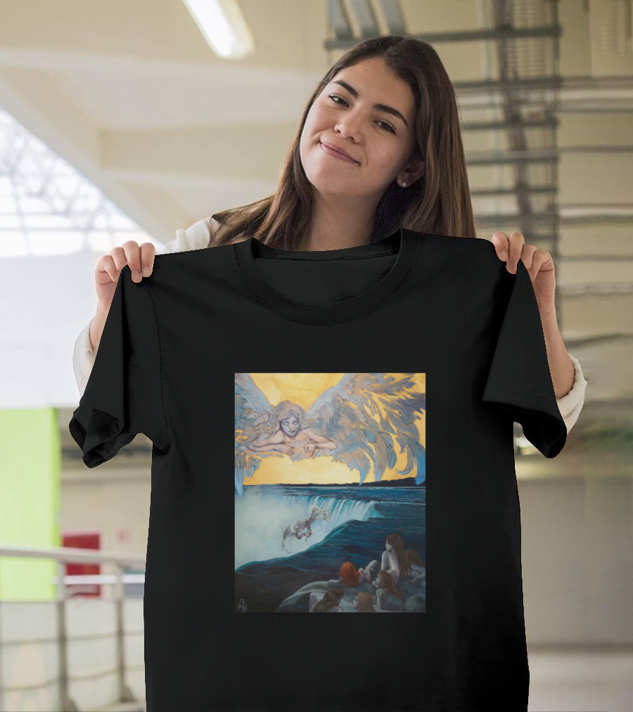 Spectacle of Ethereal Wings Over Watching Figures T-Shirt
