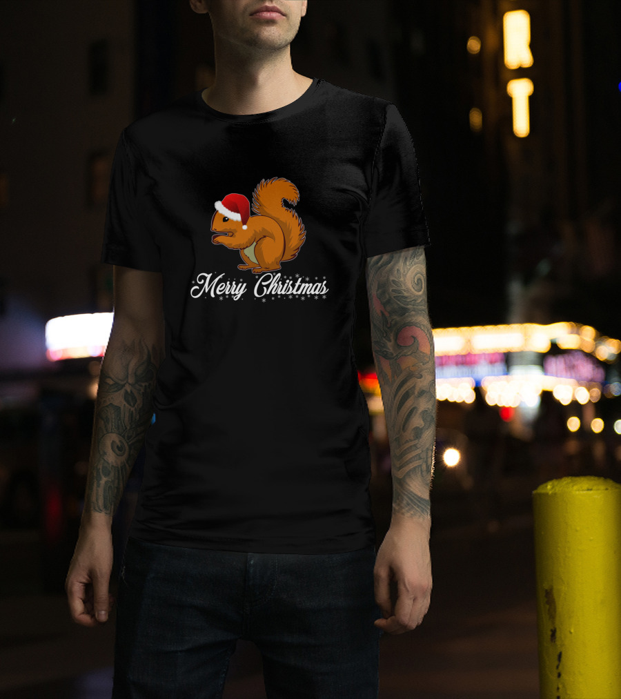 Merry Christmas Squirrel Family Couple T-Shirt