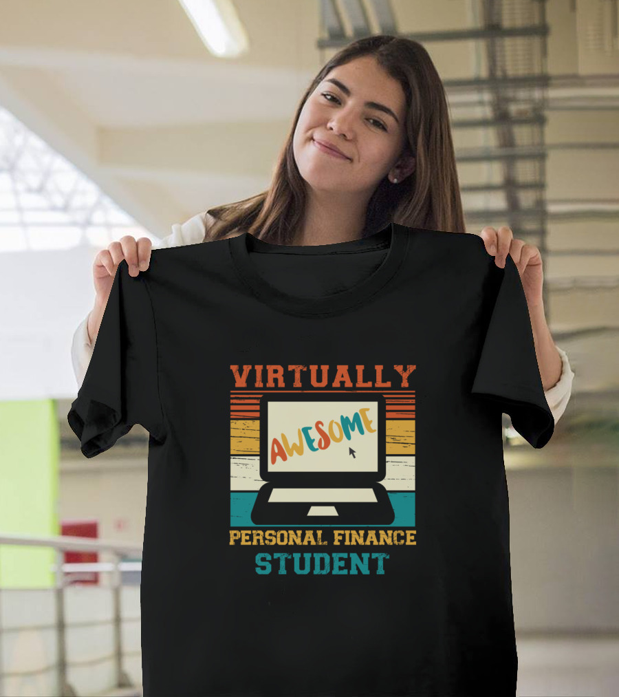 Virtually Awesome Personal Finance Student Retro Laptop T-Shirt