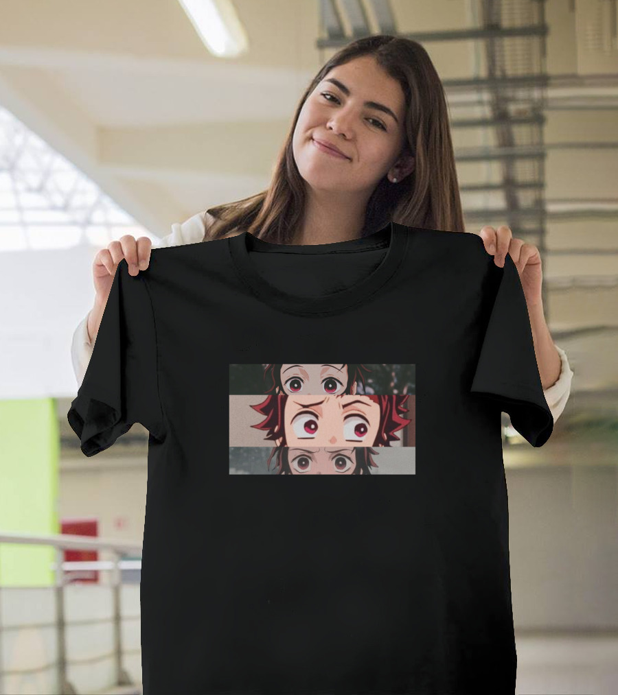 Demon Slayer Kimetsu No Yaiba Tanjiro Anime Eyes Strip Panel T-Shirt