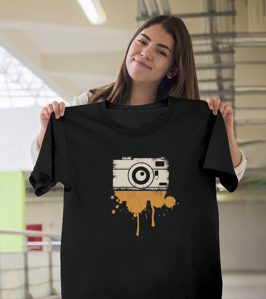 Photographer Camera Retro Splatter Aesthetic Journalist T-Shirt