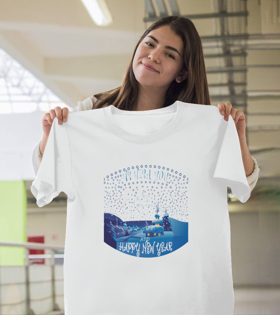 We Wish You Merry Christmas and Happy New Year Snow Scene T-Shirt