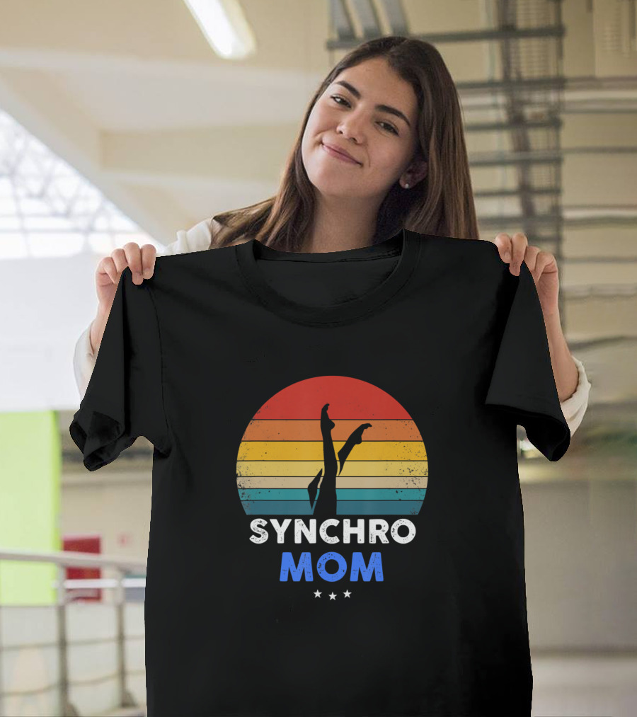 Synchro Mom Synchronized Swimming Retro Sunset T-Shirt