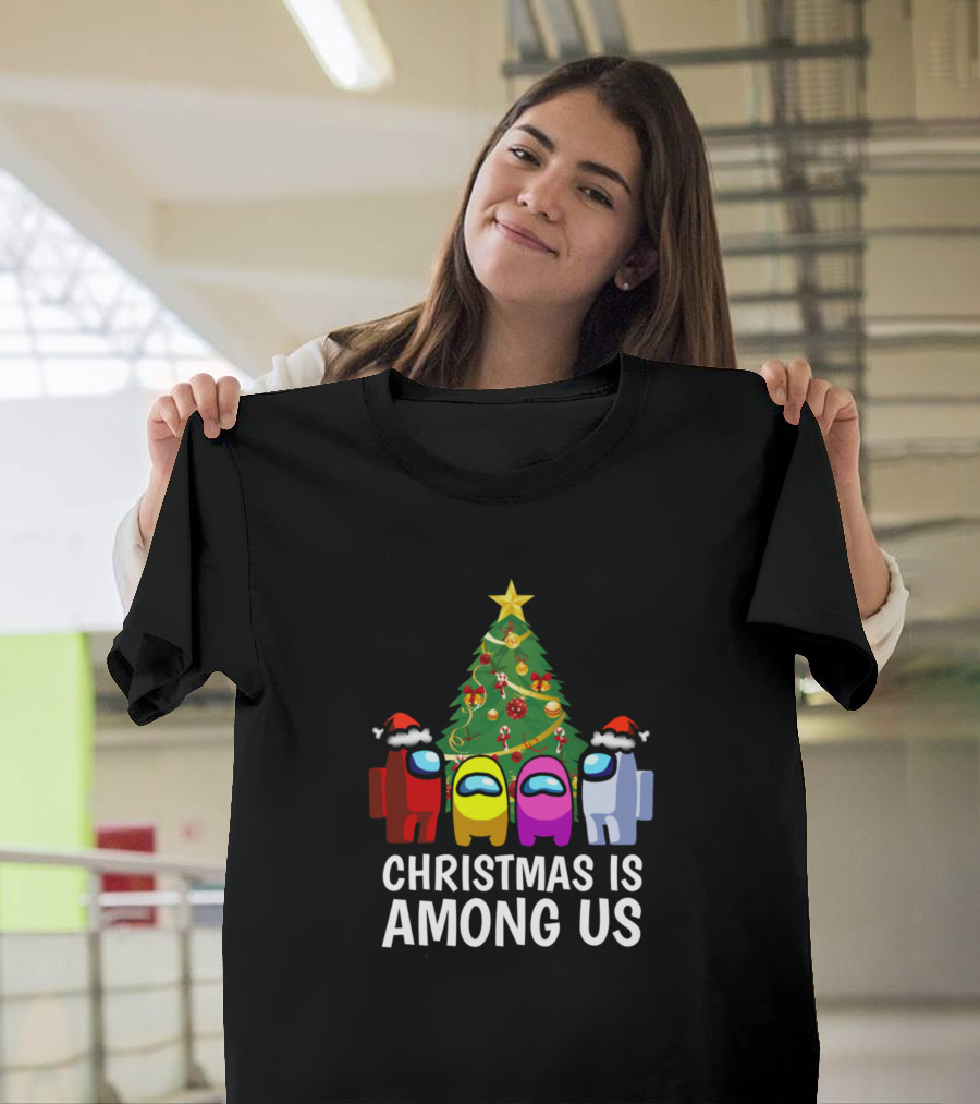 Christmas Is Among Us Characters Festive Tree Hat T-Shirt