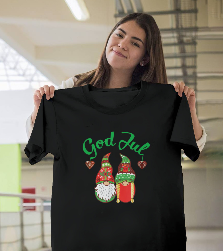 God Jul Tomte Gnome Nordic Scandinavian Merry Christmas Holiday T-Shirt