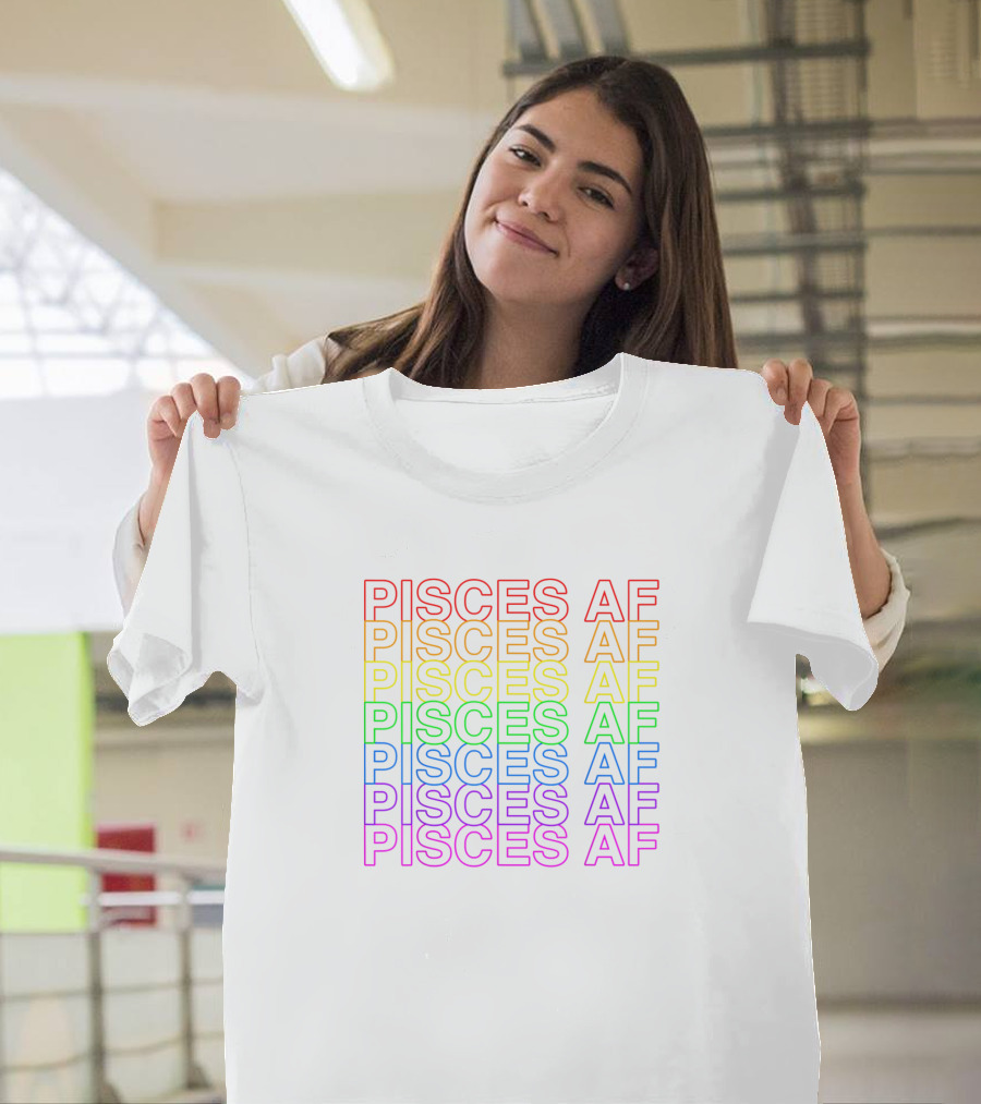 Pisces AF Gay Pride Rainbow Repeat T-Shirt