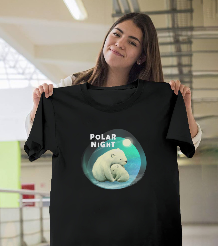POLAR NIGHT Polar Bears On Ice Floe Under Moonlight T-Shirt