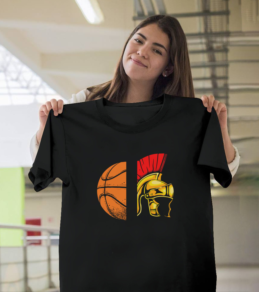 Spartans Basketball Helmet and Ball Fusion T-Shirt