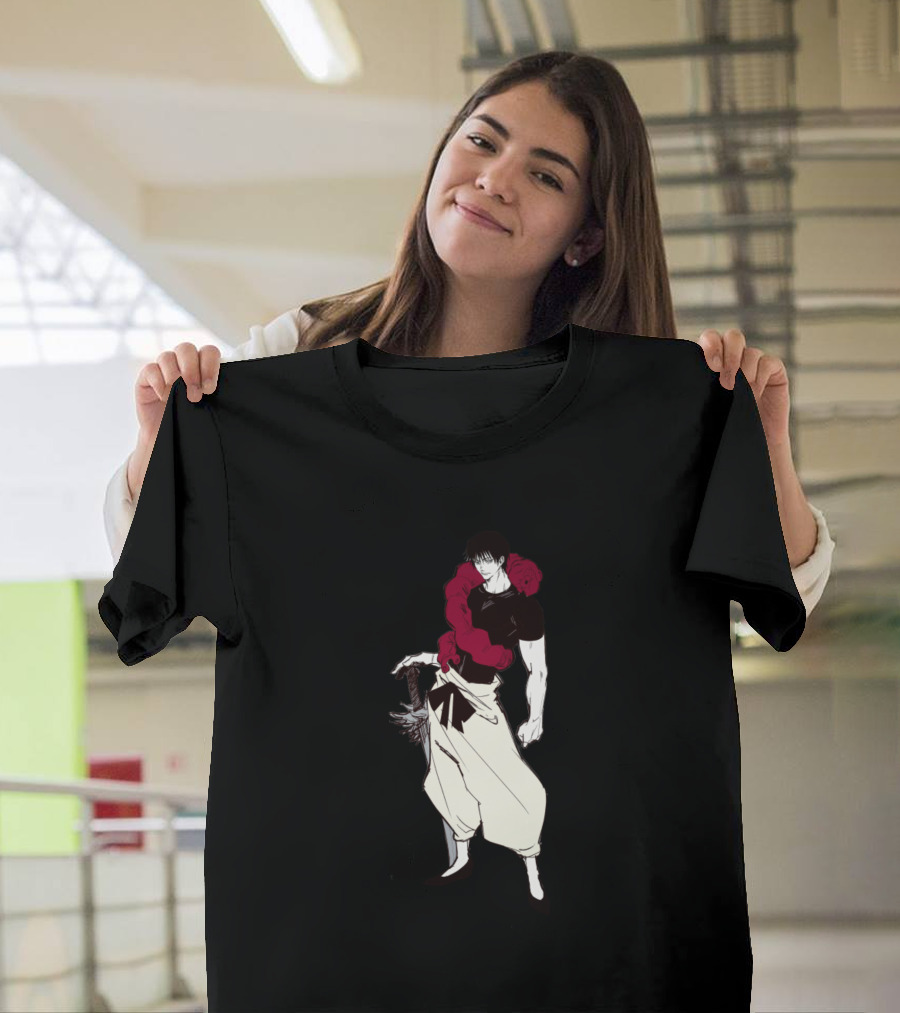 Fushiguro Touji Jujutsu Kaisen White Pants Red Snake Black T-Shirt