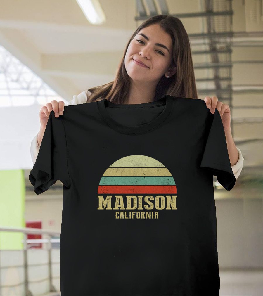 Madison California Vintage Retro Sunset Striped Retro Look T-Shirt