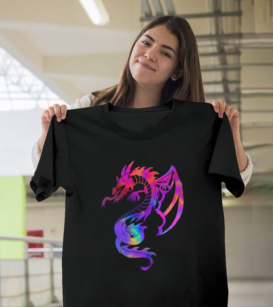 Rainbow Dragon Fantasy Creature Vibrant Spectrum T-Shirt