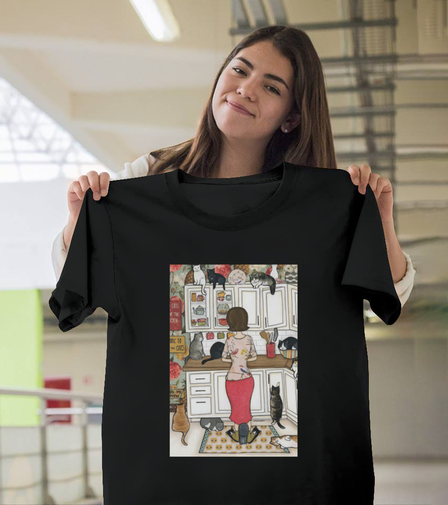 Vintage Comic Feed the Cats in the Kitchen T-Shirt