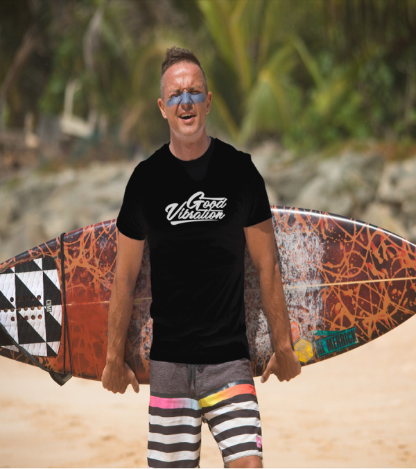 Good Vibration Text Bold Script T-Shirt