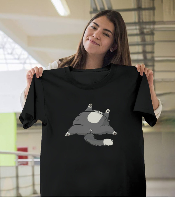 Grey Belly Up Sleeping Cat T-Shirt