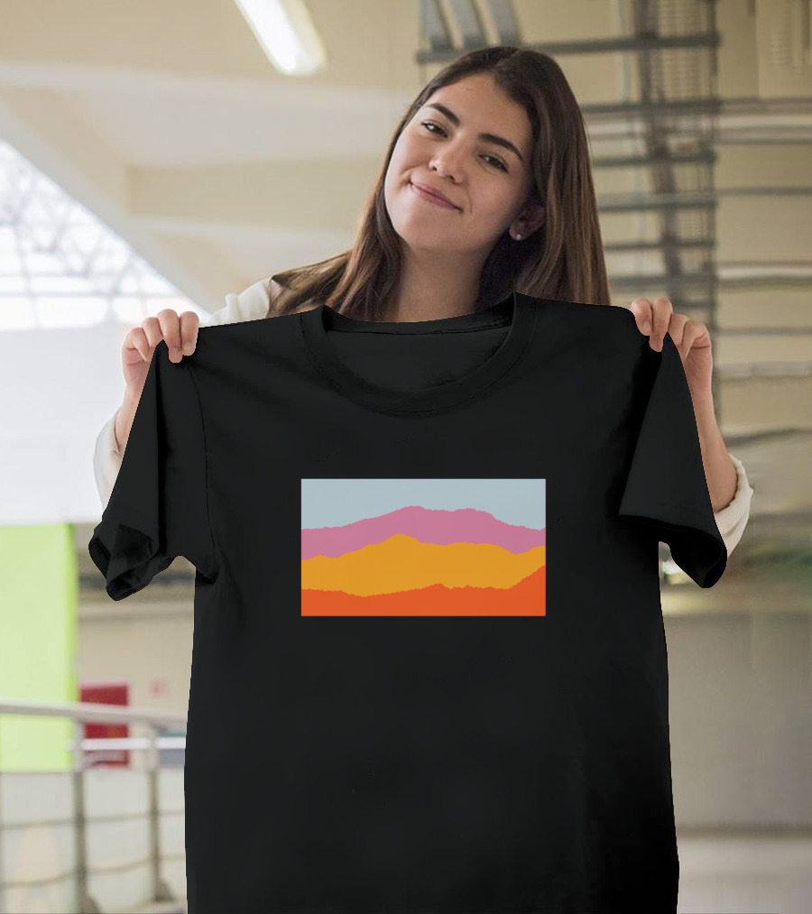 Gradient Mountain Range Landscape in Vibrant Colors T-Shirt