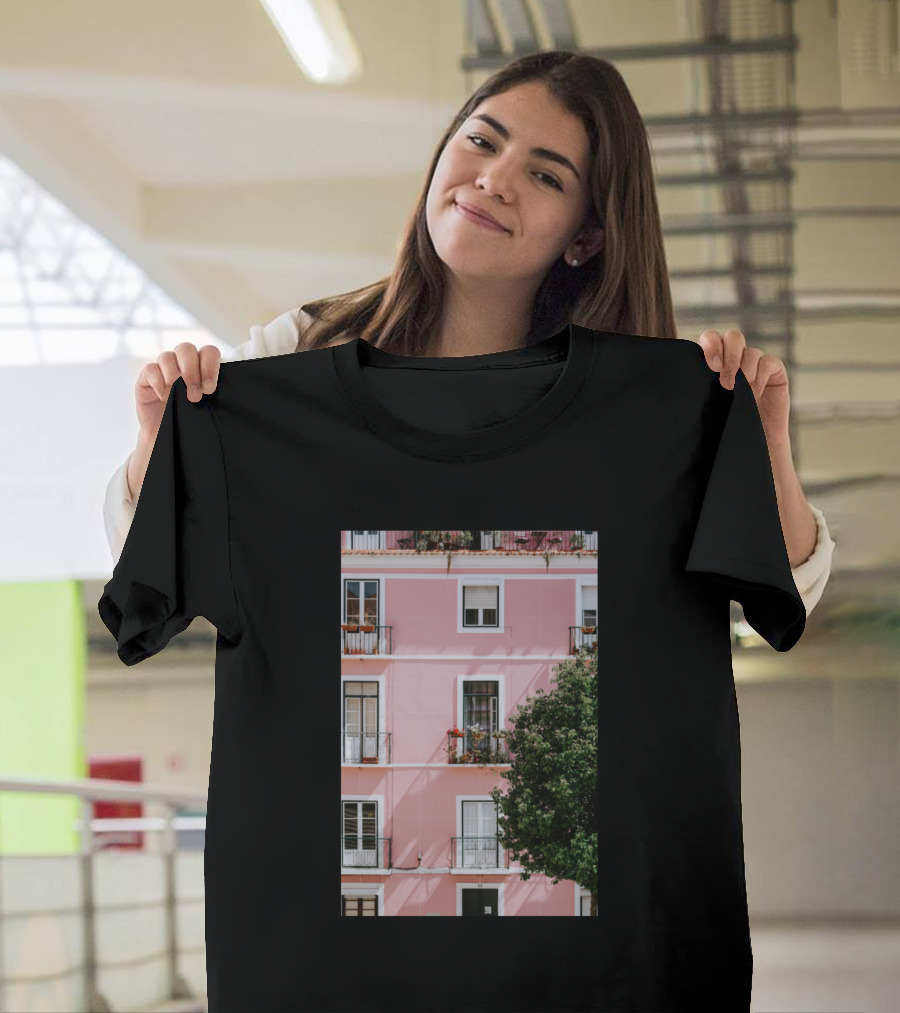 Pink Building with Balconies in Lisbon Portugal Photograph T-Shirt