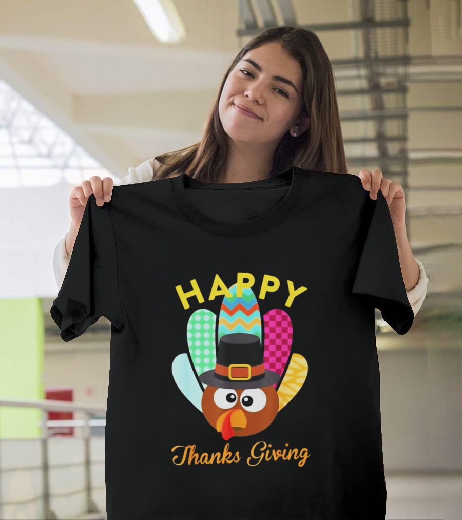 Happy Thanksgiving Turkey Pilgrim Cute T-Shirt