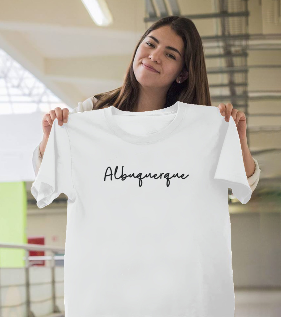 Albuquerque New Mexico Black Flowing Handwritten T-Shirt