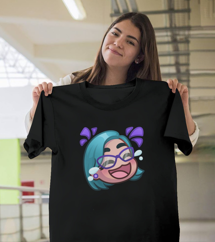 Christadoodles Lol Emote with Blue Hair and Purple Glasses T-Shirt