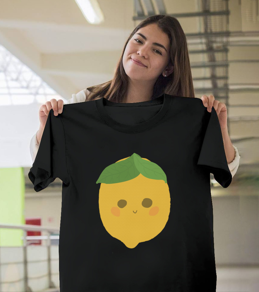 Cute Adorable Lemon with Green Leaf and Smile T-Shirt