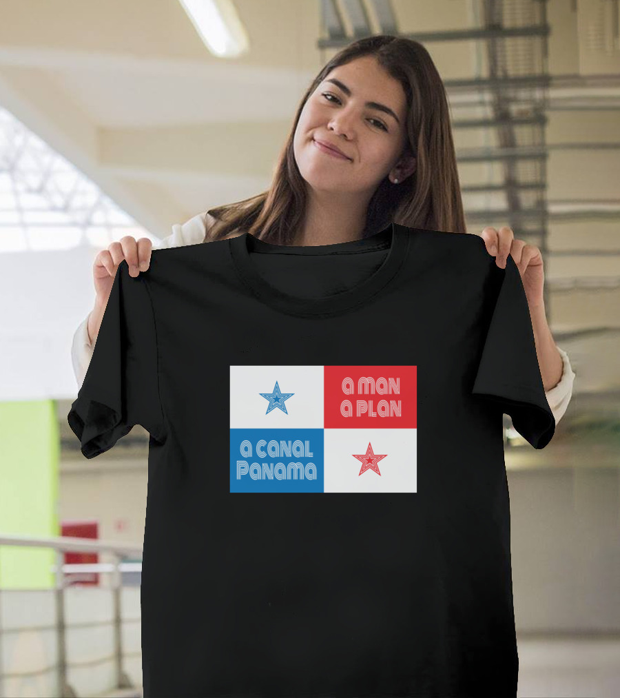 A Man A Plan A Canal Panama Flag with Stars T-Shirt
