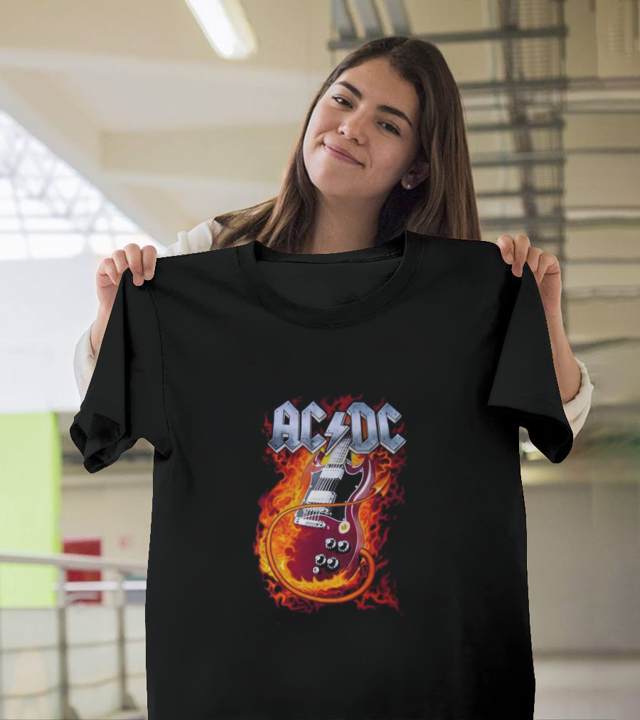 ACDC Guitar with Flames T-Shirt