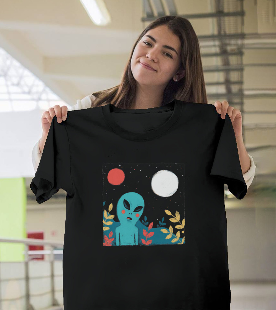 Aliens Two Moons Night Sky T-Shirt