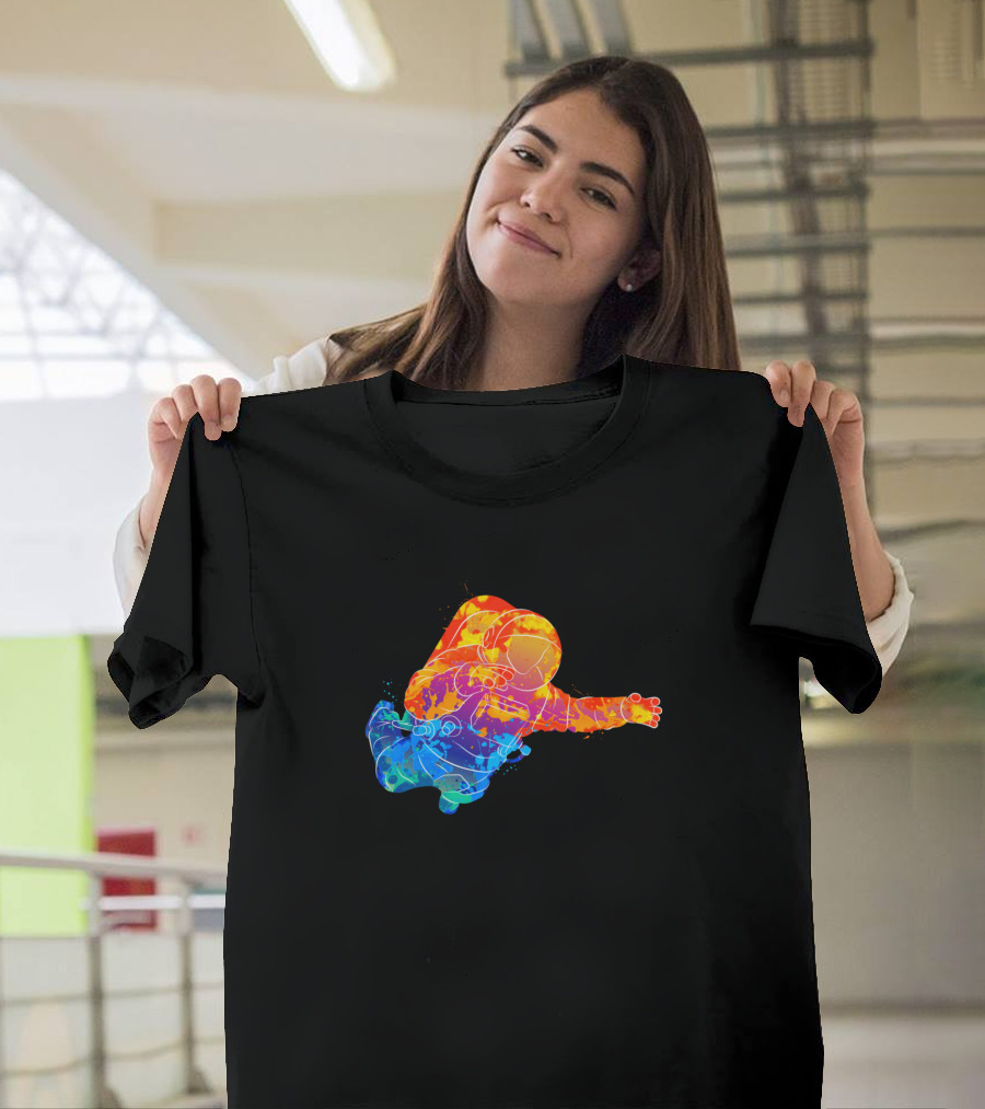 Astronaut Zero Gravity Floating Colorful Space Painting T-Shirt