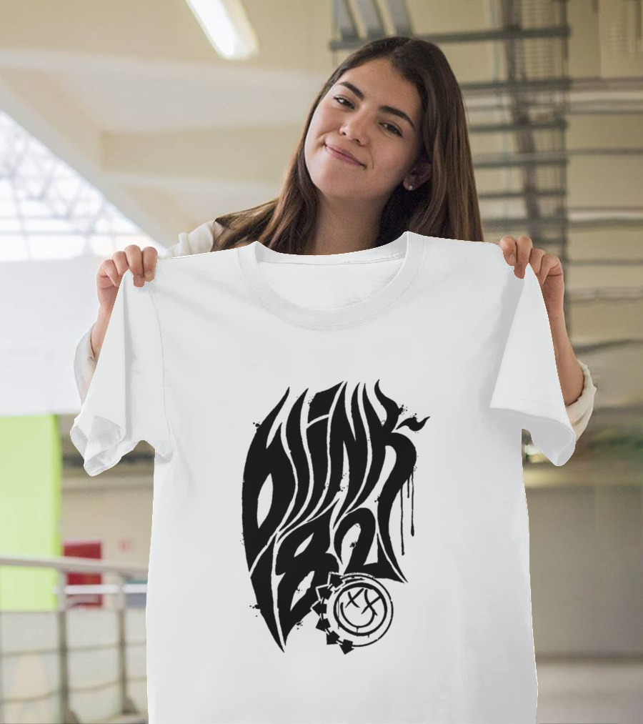 Blink 182 Logo with Smiley Face and Arrows T-Shirt
