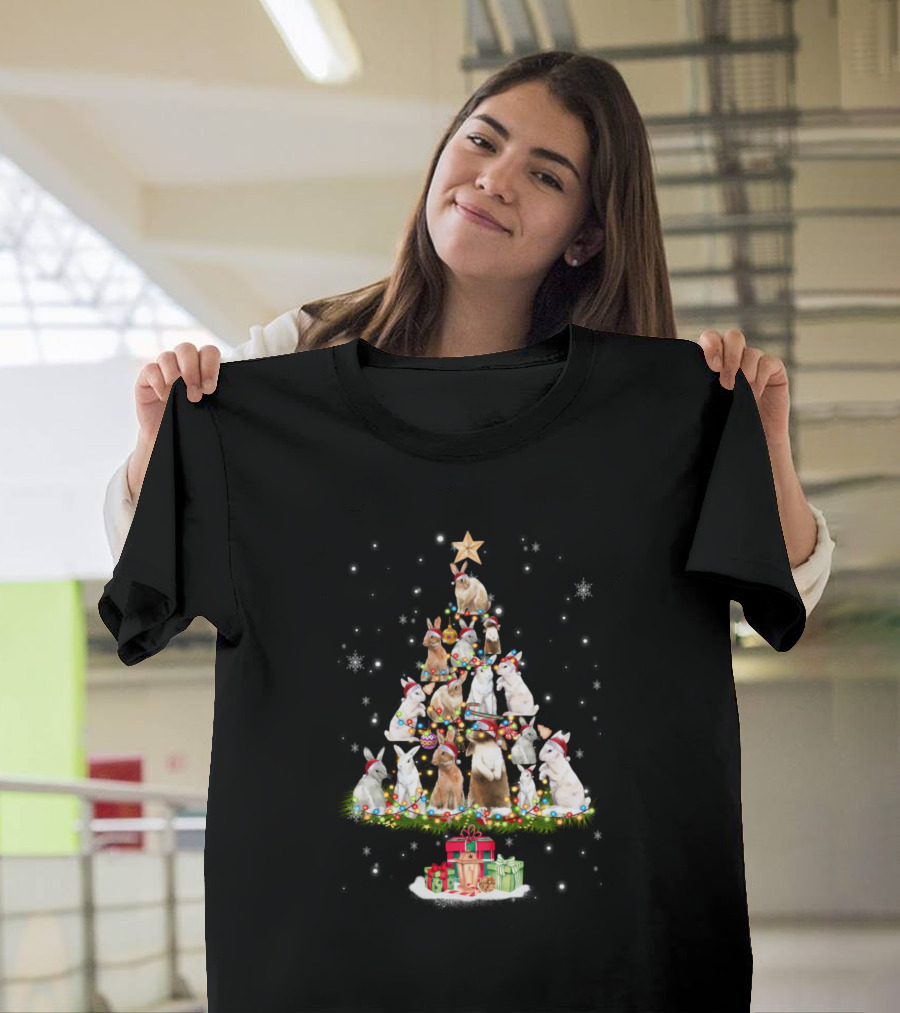 Bunny Christmas Tree with Cute Rabbits and Presents T-Shirt