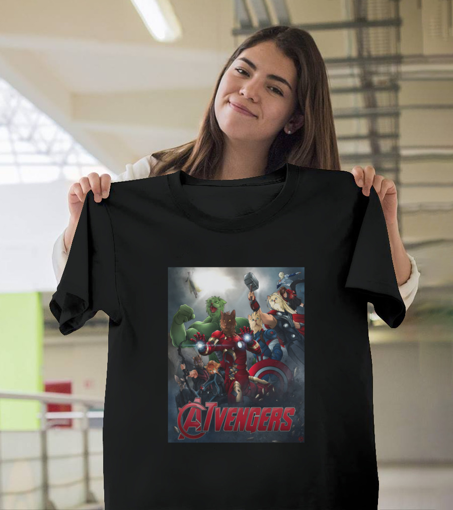 Funny Catvengers Feline Superhero Parody Avengers T-Shirt