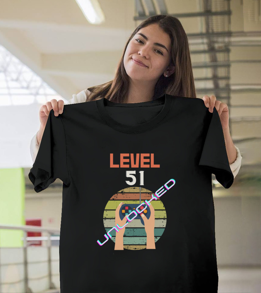 Level 51 Unlocked Retro Video Game Controller T-Shirt