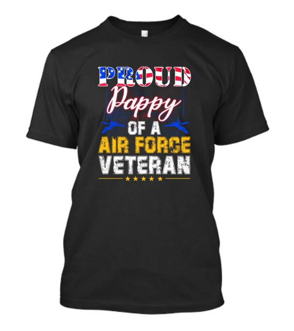 Proud Pappy Of A Air Force Veteran American Flag Stars And Jets T-Shirt