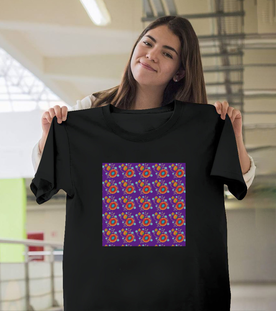 Autumn Patterns Colorful Abstract Flower Repetition T-Shirt