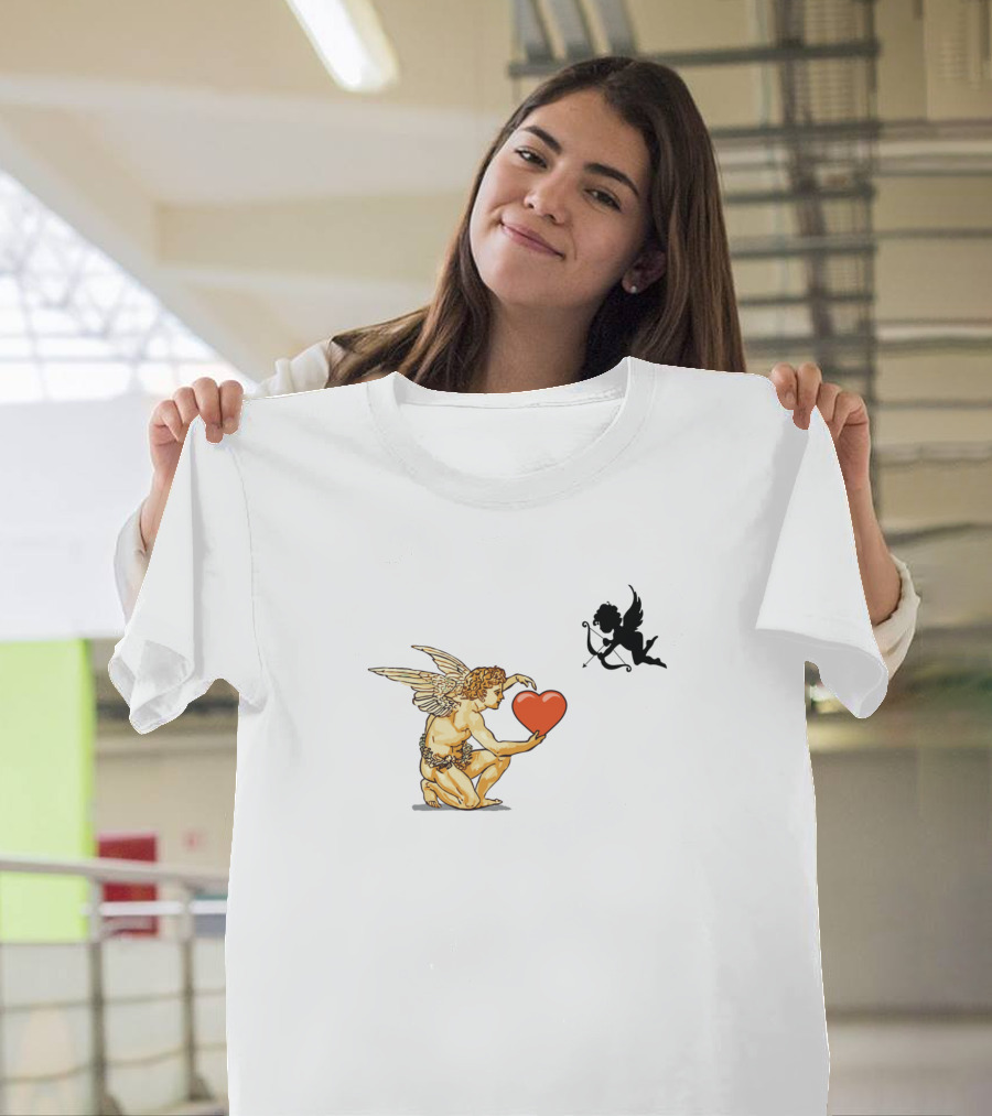 Cupid Holding Heart with Silhouette Archer T-Shirt