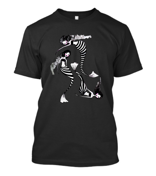 Drifting Along The Currents Striped Mermaids 1 Mystical Water Spirits In T-Shirt